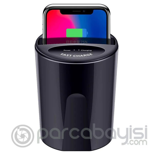 ALLY X9 Cup Araç İçin  Wireless Kablosuz Şarj Cihazı Şarj 1 Usb