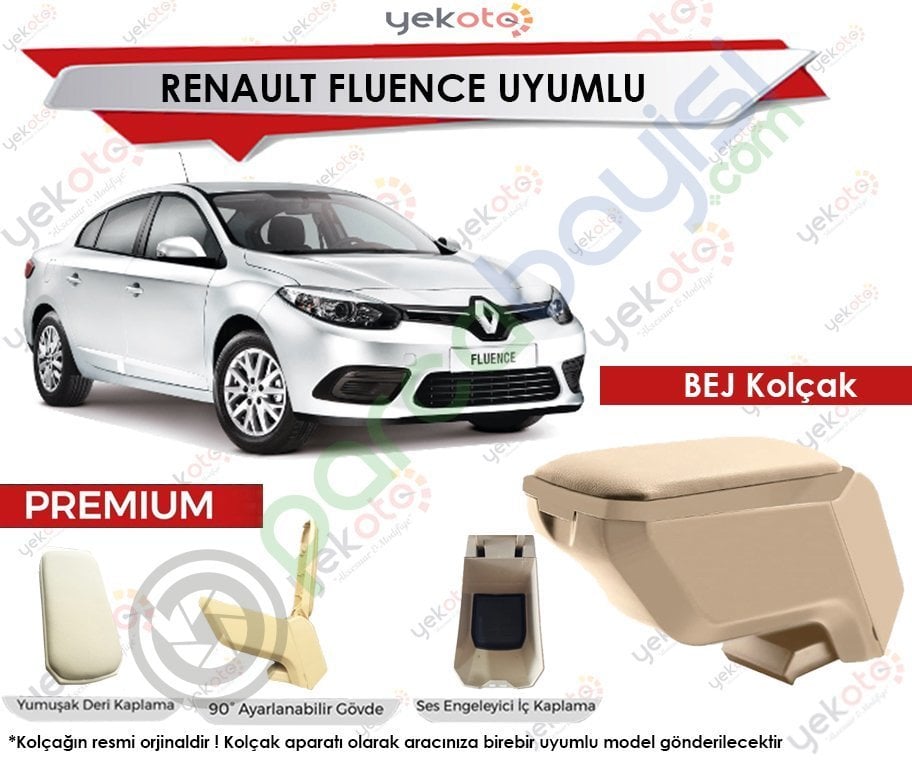 Renault Fluence Uyumlu Bej Kolçak Kol Dayama Ultra Kaliteli