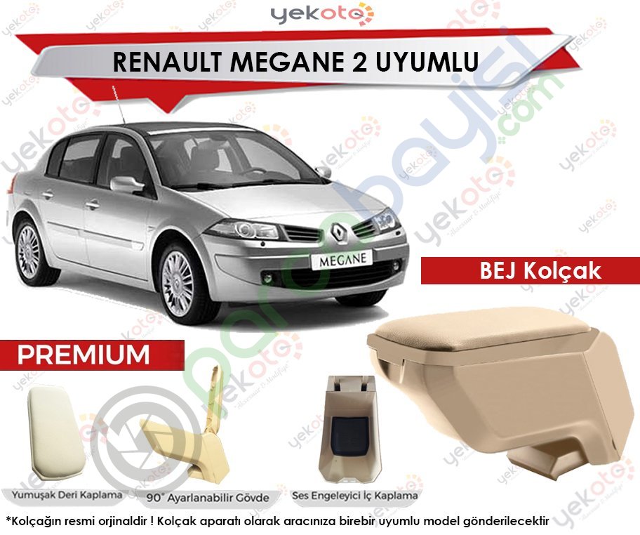 Renault Megane 2 Uyumlu Bej Kolçak Kol Dayama Ultra Kaliteli