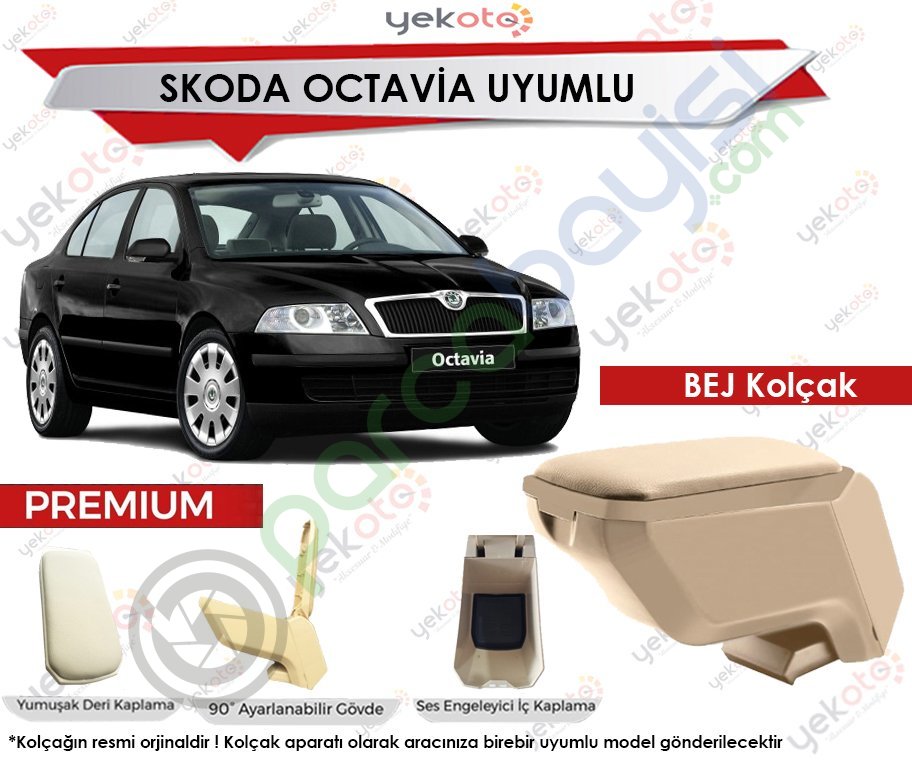 Skoda Octavia Uyumlu Bej Kolçak Kol Dayama Ultra Kaliteli