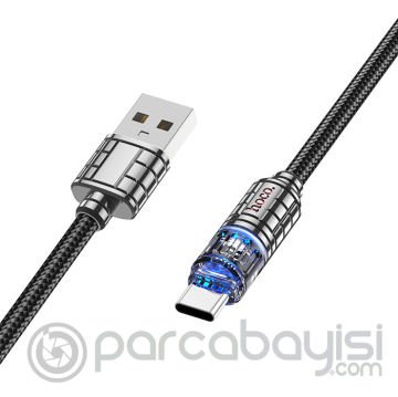HOCO U122 Kristal Uç 3A USB to Type-C Hızlı Data ve Şarj Kablosu