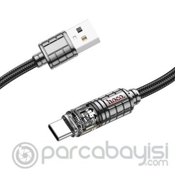HOCO U122 Kristal Uç 3A USB to Type-C Hızlı Data ve Şarj Kablosu