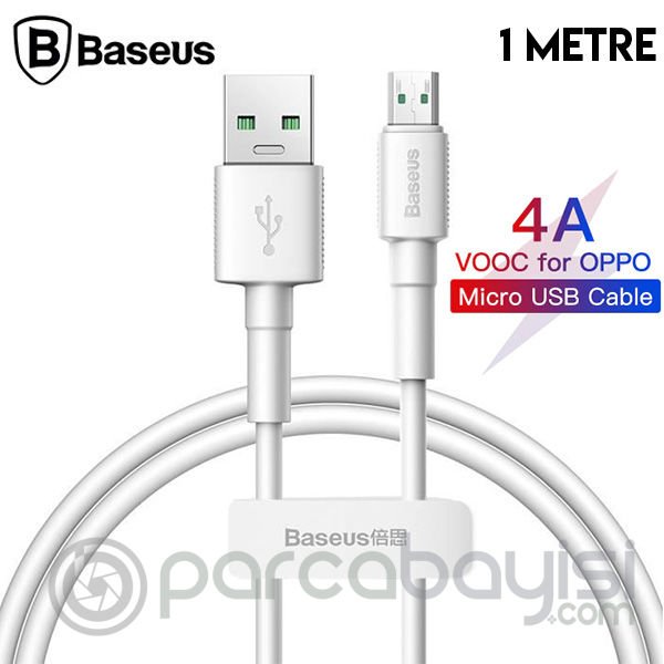 Baseus Mini White Micro USB 4A OPPO VIVO Dash Usb Şarj Kablosu 1Metre