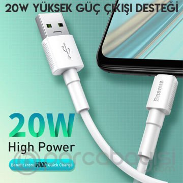 Baseus Mini White Micro USB 4A OPPO VIVO Dash Usb Şarj Kablosu 1Metre