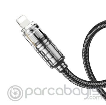 HOCO U122 Kristal Uç 27W Type-C to iPhone Lightning Hızlı Data ve Şarj Kablosu