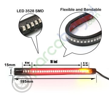 Motosiklet Led Stop - Sinyal Yapıştırmalı Esnek Çubuk (Stop Ve Sinyal Bir Arada)