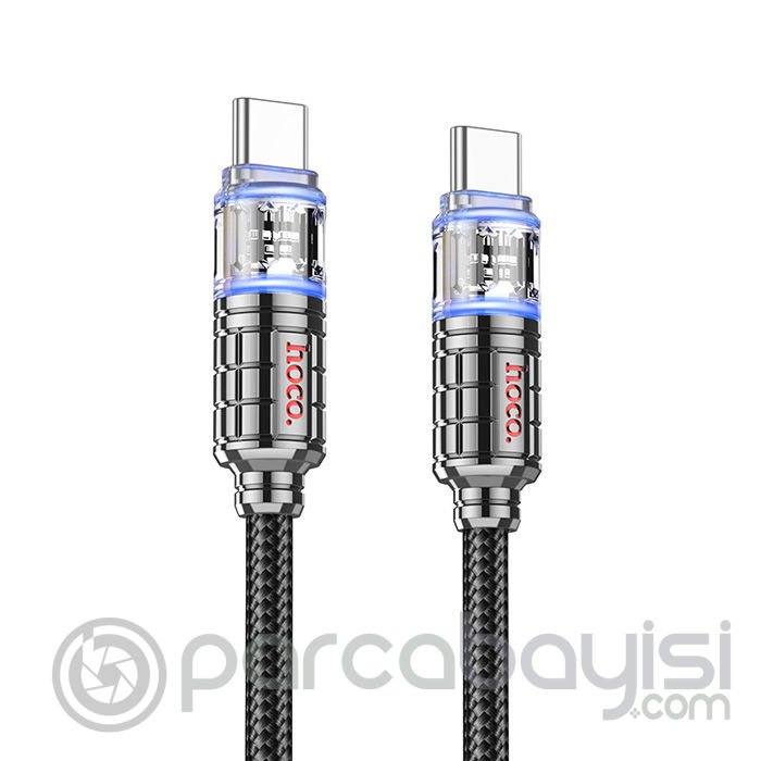 HOCO U122 Kristal Uç 60W Type-C to Type-C Hızlı Data ve Şarj Kablosu