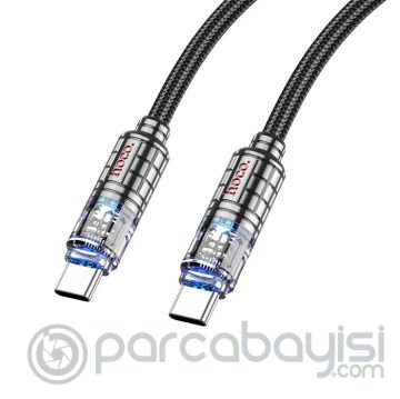 HOCO U122 Kristal Uç 60W Type-C to Type-C Hızlı Data ve Şarj Kablosu