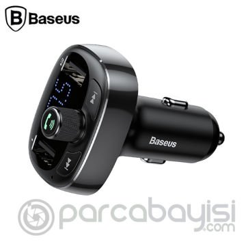 Baseus T typed S-09 Bluetooth FM Transmitter Çift Usb Araç Şarj Aleti SİYAH,KAHVERENGİ