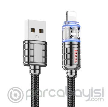 HOCO U122 Kristal Uç 2.4A USB to iPhone Lightning Hızlı Data ve Şarj Kablosu