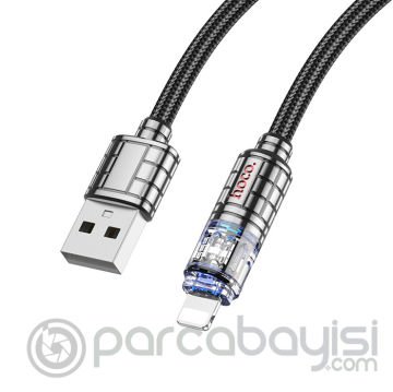 HOCO U122 Kristal Uç 2.4A USB to iPhone Lightning Hızlı Data ve Şarj Kablosu