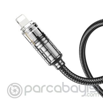 HOCO U122 Kristal Uç 2.4A USB to iPhone Lightning Hızlı Data ve Şarj Kablosu