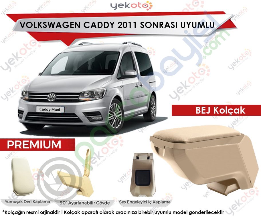 Vw Caddy 2011 Sonrası Uyumlu Bej Kolçak Kol Dayama Ultra Kaliteli