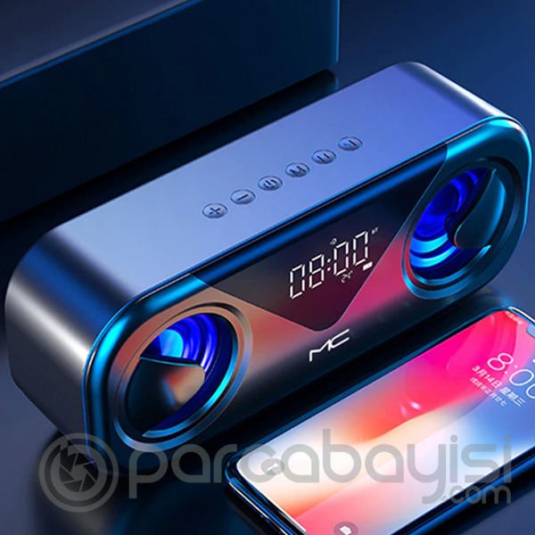 ALLY MC H9 Bluetooth Hoparlörler Speaker Subwoofer Soundbar Destekli Saat Led