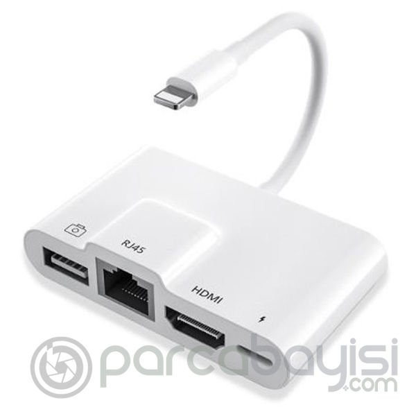 ALLY İPhone 3İN1 Lightning HDMI RJ45 OTG Digital AV Adaptör Hub
