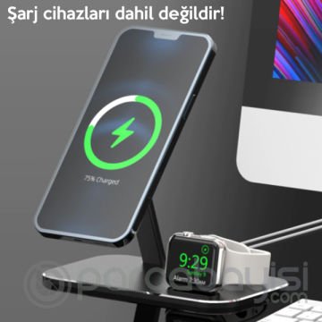 ALLY 2in1 Magsafe Şarj İstasyonu İPhone 12 Apple Watch Tutucu Şarj Dock