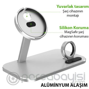 ALLY 2in1 Magsafe Şarj İstasyonu İPhone 12 Apple Watch Tutucu Şarj Dock