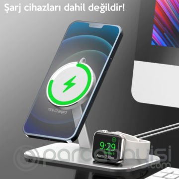 ALLY 2in1 Magsafe Şarj İstasyonu İPhone 12 Apple Watch Tutucu Şarj Dock