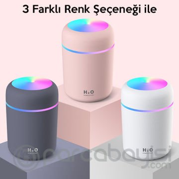 EZERE H20 300ML Hava Nemlendirici Led Işıklı Renkli Dönen Nightlight
