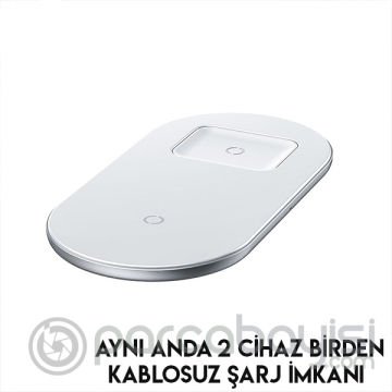 Baseus Simple 2in1 Kablosuz Wireless Şarj 18W iPhones+iPods