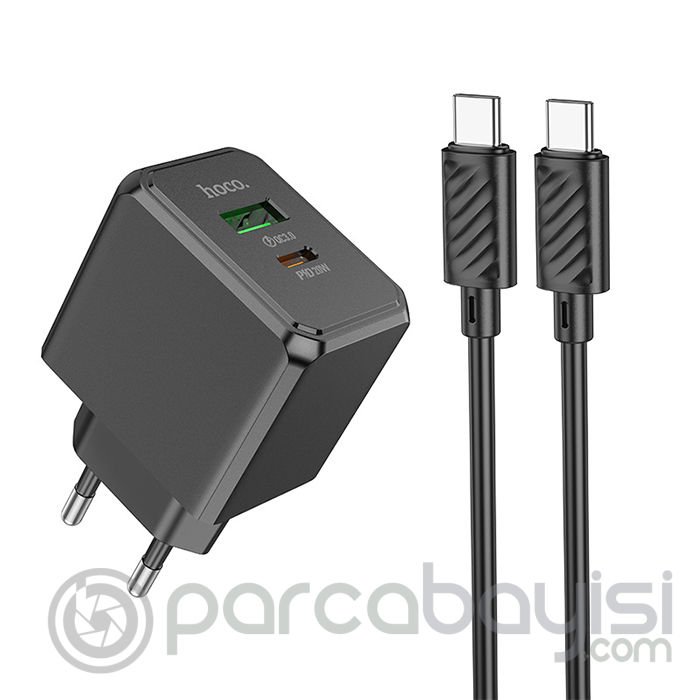 HOCO CS14A 20W Type-C + USB Hızlı Şarj Adaptörü Başlığı + Type-C Kablo