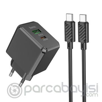 HOCO CS14A 20W Type-C + USB Hızlı Şarj Adaptörü Başlığı + Type-C Kablo