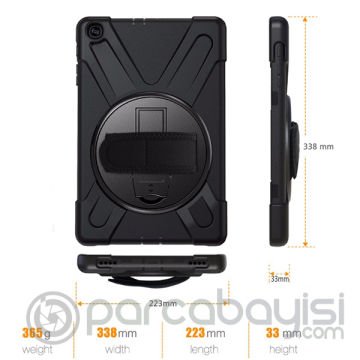 Ally Galaxy Tab A 10.1 (2019) T510-T515 Kılıf Shockproof 3 Katmanlı Standlı Zırh Kılıf