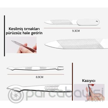 EZERE 21 Parça Aynalı Manikür Seti Pedikür Seti El Ayak Tırnak Makası  Siyah Nokta Sivilce Seti-Pasl