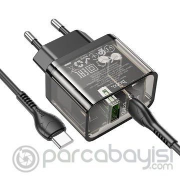 HOCO N34 PD20W USB+Type-C + Type-C Kablo Hızlı Şarj Adaptör Seti