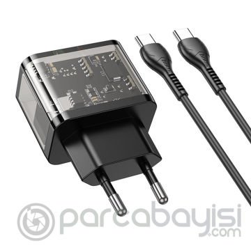 HOCO N34 PD20W USB+Type-C + Type-C Kablo Hızlı Şarj Adaptör Seti