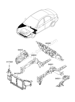 Kia Cerato Ön Panel İç Sacı Orjinal | 641012F501