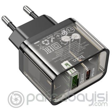 HOCO N34 PD20W+QC3.0 USB+Type-C Giriş Hızlı Şarj Adaptörü Başlığı