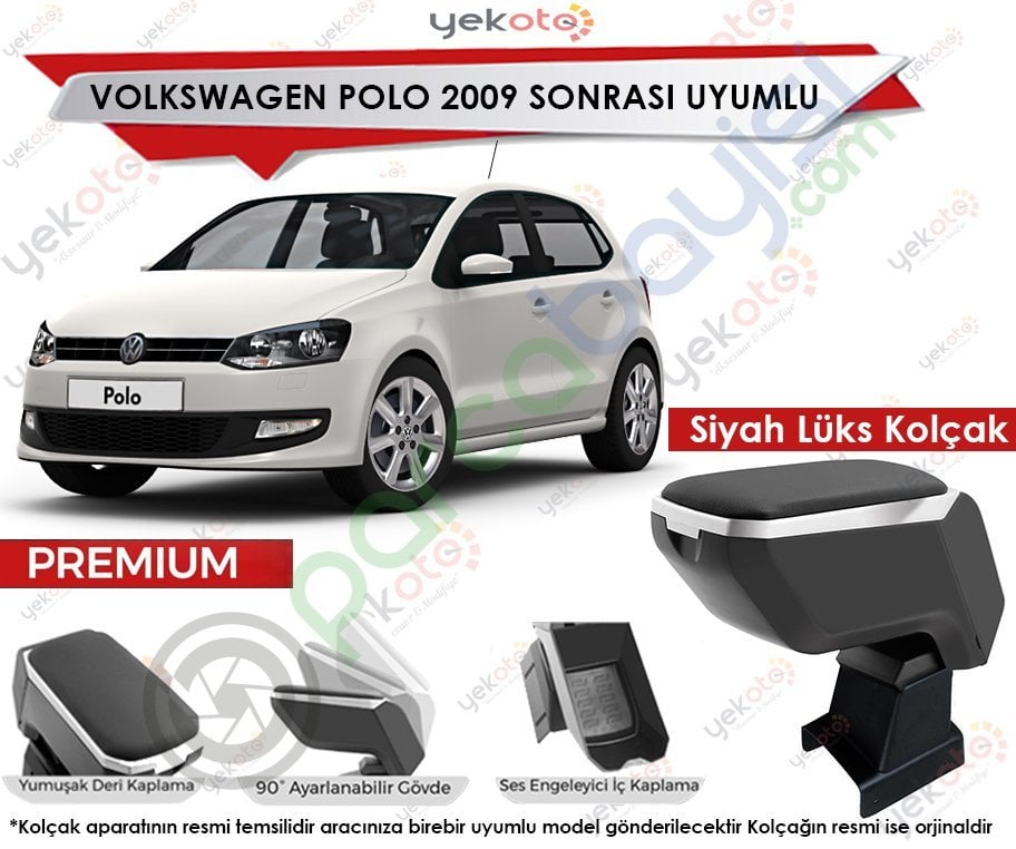 Vw Polo 2009 Sonrası Uyumlu Lüx Siyah Kolçak Kol Dayama Ultra Kaliteli