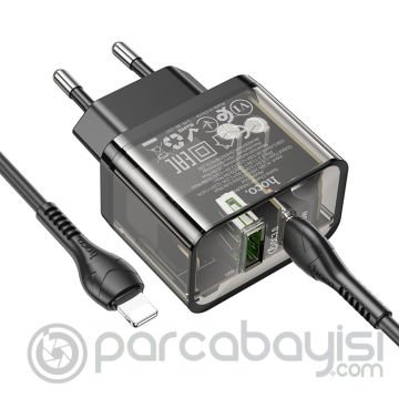 HOCO N34 PD20W USB+Type-C + iPhone Lightning Kablo Hızlı Şarj Adaptör Seti