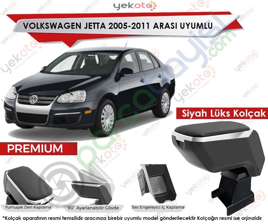 Vw Jetta 2005-2011 Sonrası Uyumlu Lüx Siyah Kolçak Kol Dayama Ultra Kaliteli