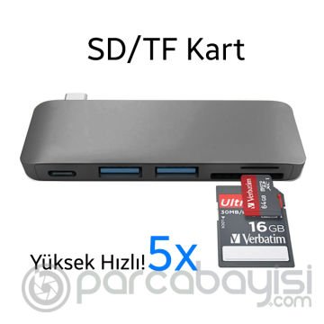 Ally 5 İn1 Usb-C Hub 3.0 Type-C Şarj Kart Reader Type-C Bütün Cihazlar İçin