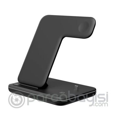 ALLY Z5 3İN1 15W Hızlı Şarj Wireless Kablosuz Şarj Stand İPhone İWatch Airpods