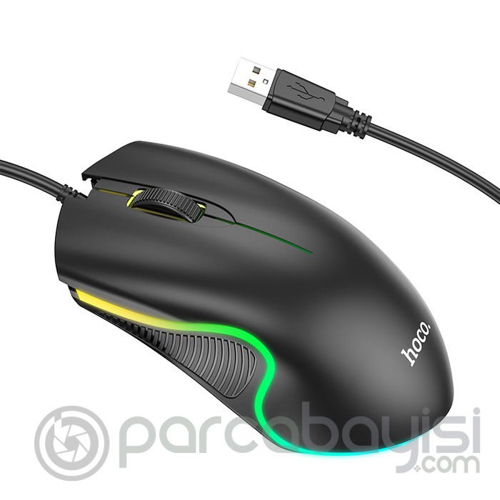 HOCO GM19 RGB LED Işıklı Gamer Oyuncu Kablolu Optik Mouse