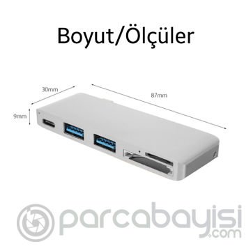 Ally 5 İn1 Usb-C Hub 3.0 Type-C Şarj Kart Reader Type-C Bütün Cihazlar İçin