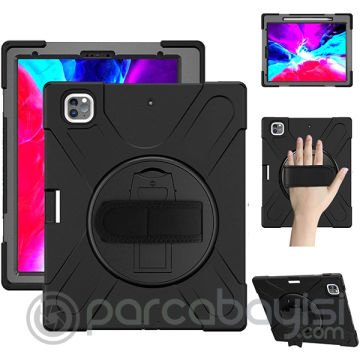 İPad Pro 12.9-inch (2021)-(2020) Kılıf Kalem Yerli 3 Katmanlı Standlı Zırh Kılıf-Shockproof
