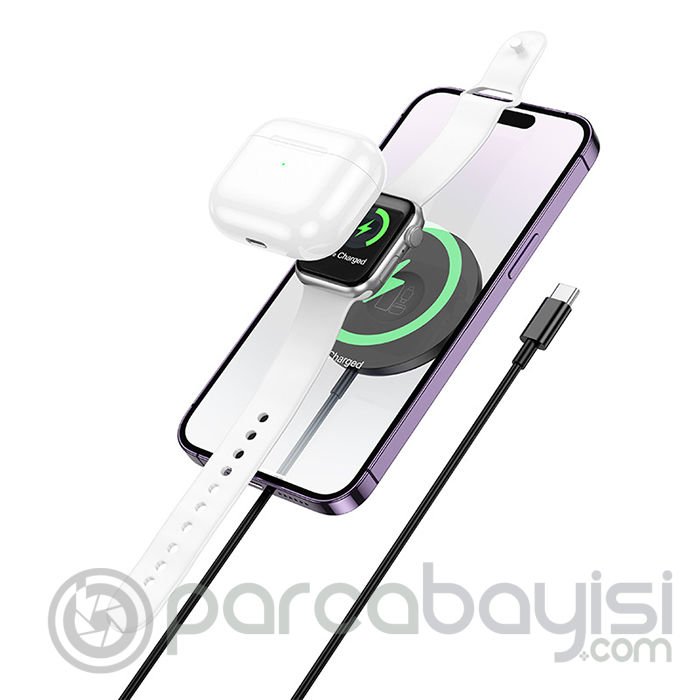 HOCO CW50 15W AirPods + Apple Watch+iPhone 3in1 Kablosuz Manyetik Hızlı Şarj Aleti