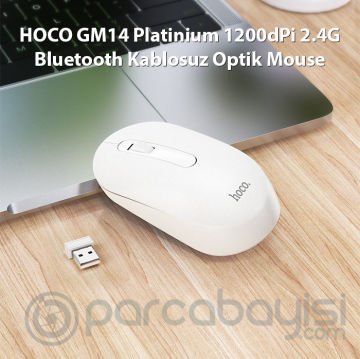HOCO GM14 Platinium 1200dPi 2.4G Bluetooth Kablosuz Optik Mouse