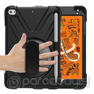 İpad Mini 4- 5 Shockproof 3 Kalem Yerli Katmanlı Standlı Zırh Shockproof Kılıf