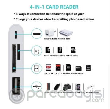 4in1 İPhone,İPad Lightning To Tf,Sd Card Usb Kamera Adaptörü NK108L