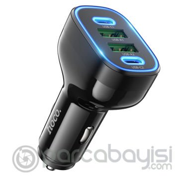 Hoco NZ11 PD72W 4 Portlu USB + Type-C Hızlı Şarj Araç Çakmaklı Şarj Aleti
