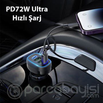 Hoco NZ11 PD72W 4 Portlu USB + Type-C Hızlı Şarj Araç Çakmaklı Şarj Aleti