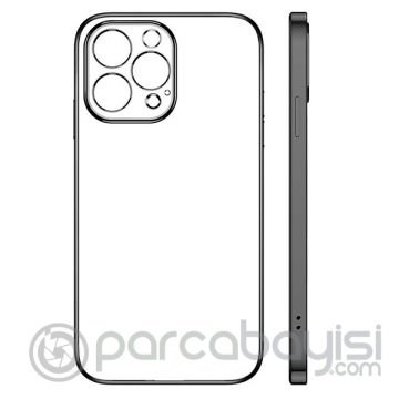 iPhone 13 Pro Renkli Kenar Şeffaf Kılıf Kamera Korumalı Silikon Kılıf