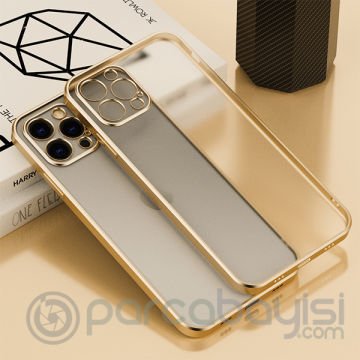 iPhone 13 Pro Max Renkli Kenar Şeffaf Kılıf Kamera Korumalı Silikon Kılıf