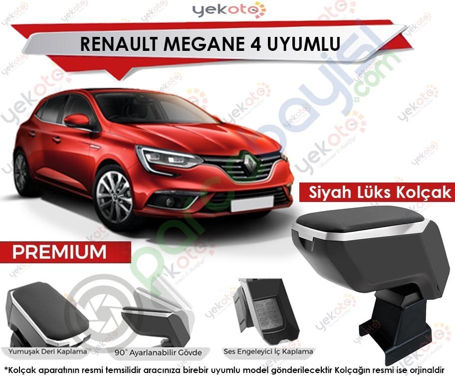 Renault Megane 4 Uyumlu Lüx Siyah Kolçak Kol Dayama Ultra Kaliteli