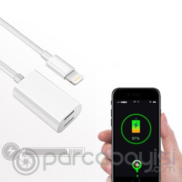 Y Cable İPhone 12 11,11Pro XS-XR 7-8Lightning Kulaklık +şarj Usb Adaptörü